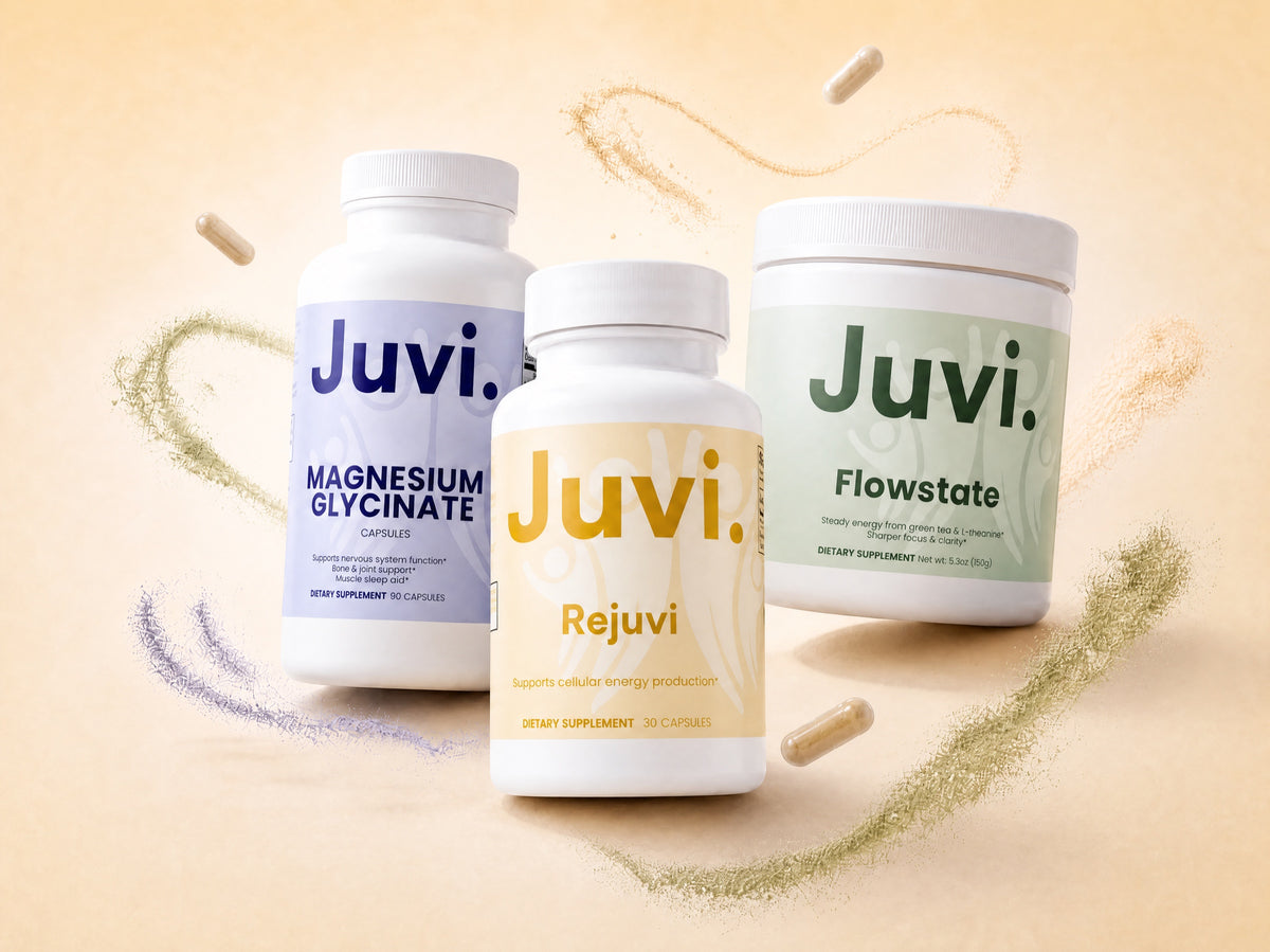 Juvi supplement trio — Magnesium Glycinate, Rejuvi and Flowstate