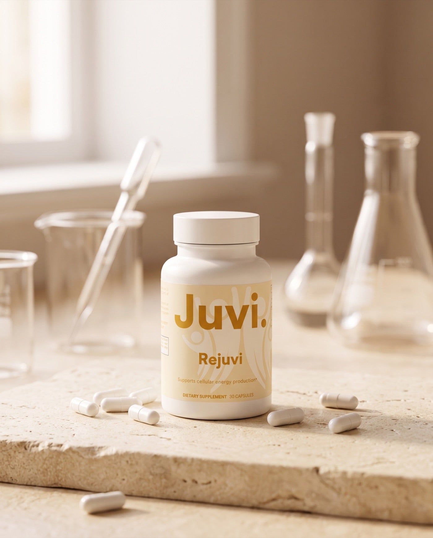 Rejuvi bottle in a testing lab
